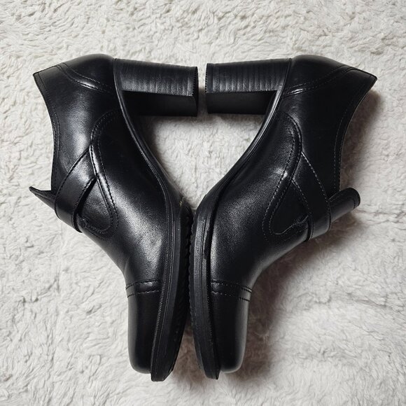 ECCO Saunter Buckle Slip-On Loafer Black Leather Block Heel EU Size 40 - Picture 4 of 6